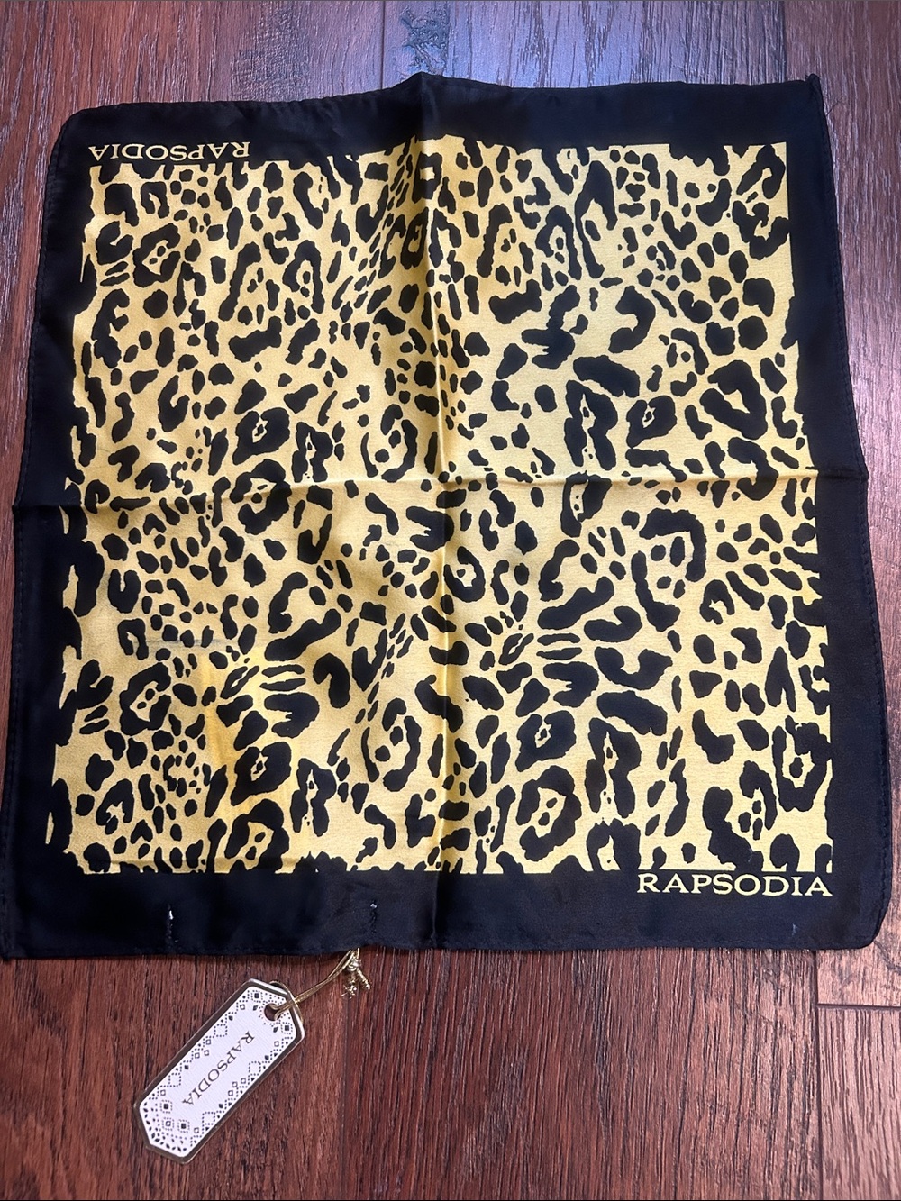NWT Rapsodia PLN Nomad Amarillo/Yellow and Black Scarf 12” x 12”